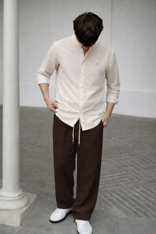 Classic_Beige_Linen_Shirt_-_Full_Sleeves,_Button-Down_Casual_Wear