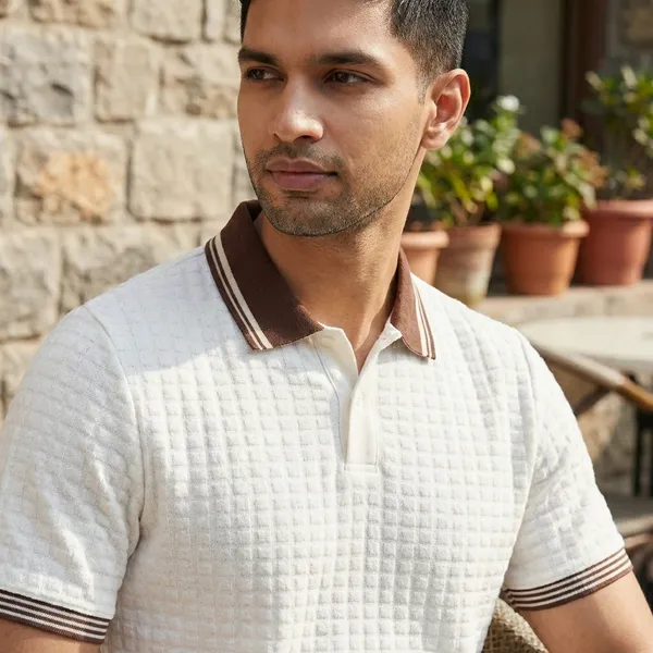 White_Textured_Polo_T-Shirt_With_Contrast_Tipping