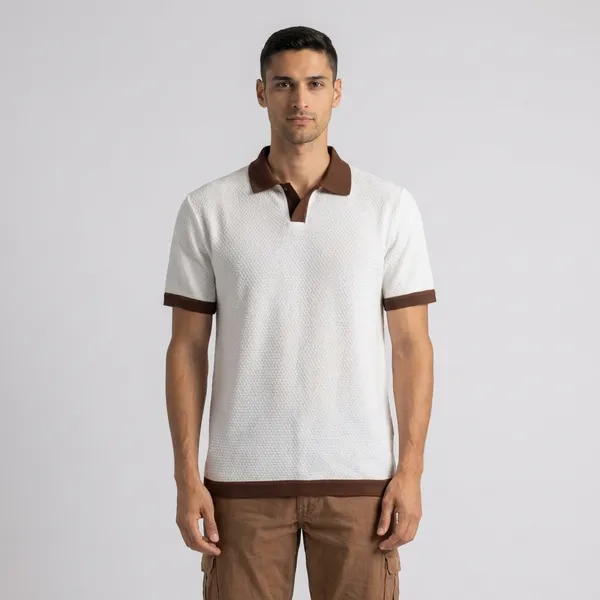 Classic_White_Polo_T-Shirt_With_Brown_Contrast_Trim