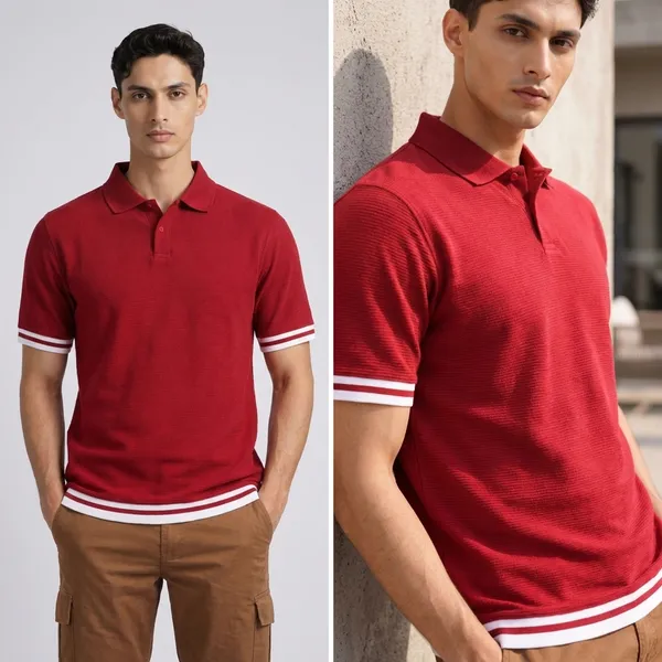 Red_Polo_T-Shirt_With_Striped_Hem_And_Sleeves