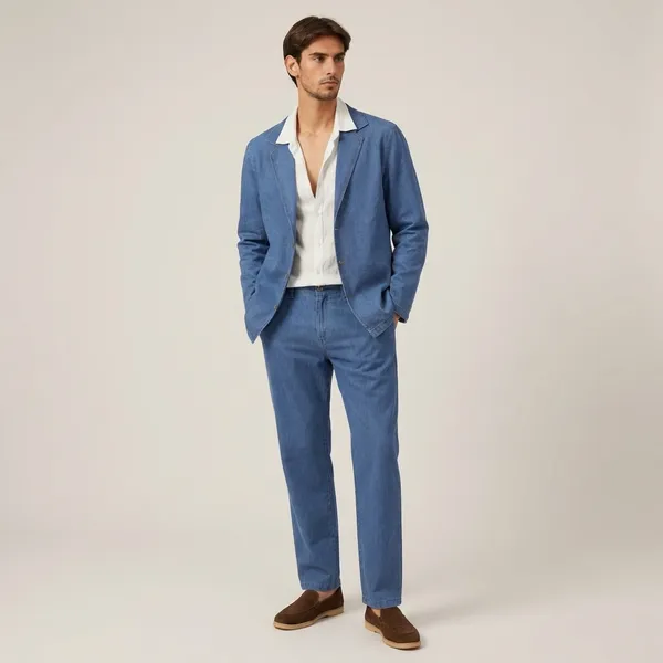 Blue_Linen_Blend_Suit_Set_With_White_Shirt