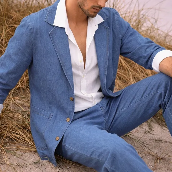 Blue_Linen_Blend_Suit_Set_With_White_Shirt