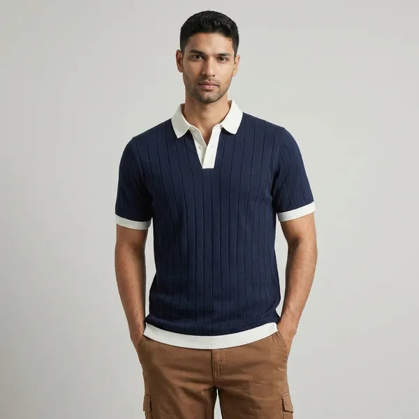 Navy_Blue_Polo_T-Shirt_With_White_Collar_And_Sleeve_Trim
