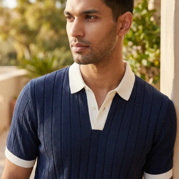 Navy_Blue_Polo_T-Shirt_With_White_Collar_And_Sleeve_Trim