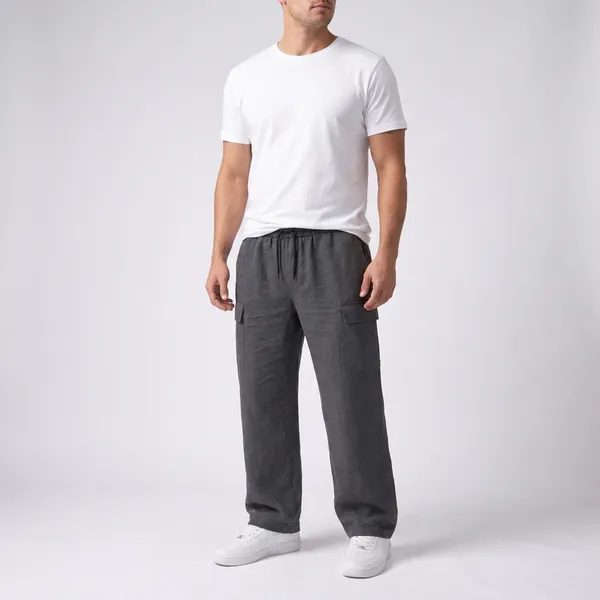Casual_Cargo_Pants_With_Multiple_Pockets_-_Dark_Grey_Loose_Fit_Drawstring_Trousers