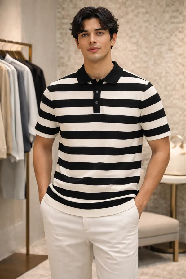 Black_And_White_Striped_Polo_T-Shirt