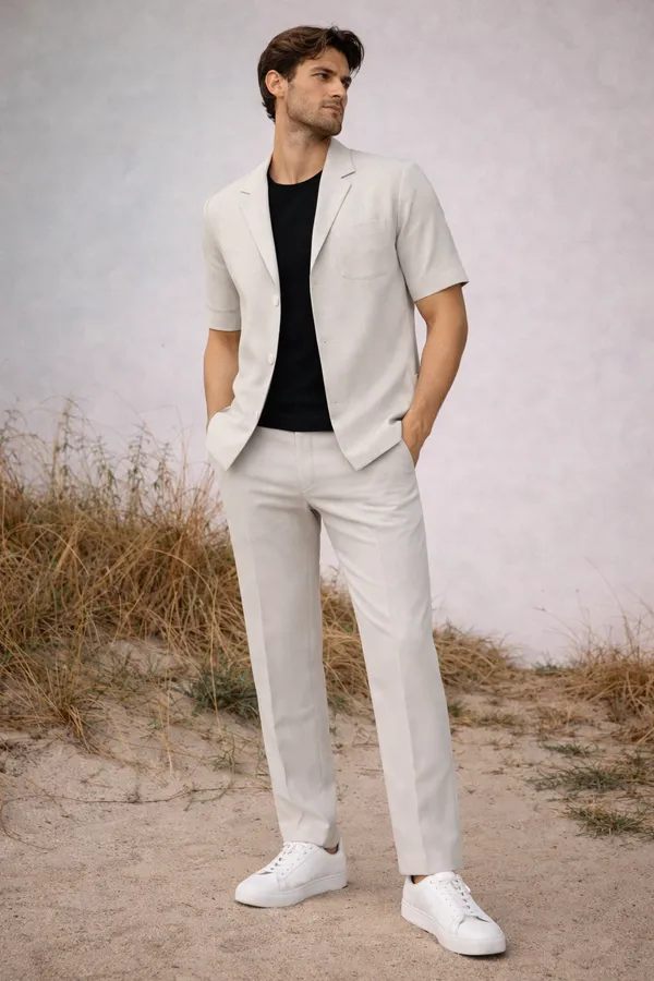 Short_Sleeve_White_Suit_With_Black_T-Shirt