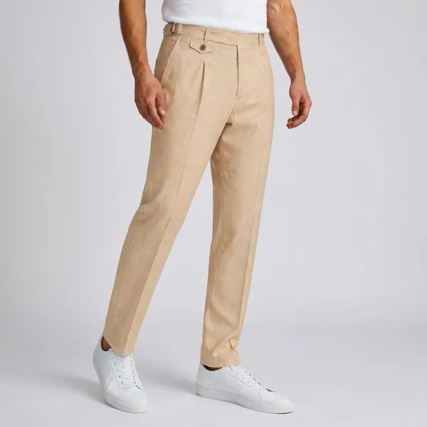 Pleated_Beige_Formal_Trousers_With_Button_And_Zip_Closure