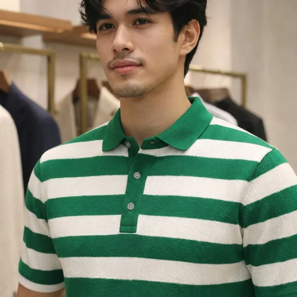 Green_And_White_Striped_Polo_T-Shirt