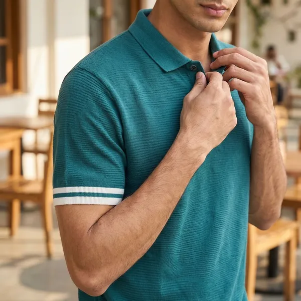 Teal_Polo_T-Shirt_With_Striped_Hem_Detail