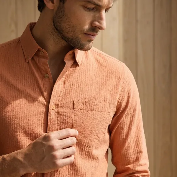 Casual_Coral_Orange_Long_Sleeve_Shirt
