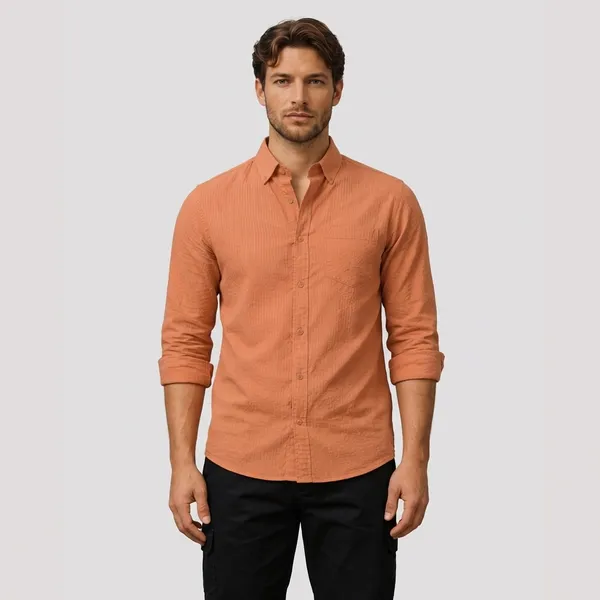 Casual_Coral_Orange_Long_Sleeve_Shirt