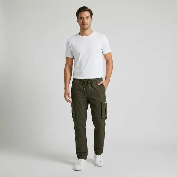 Olive_Green_Cargo_Pants_With_Drawstring_Waist