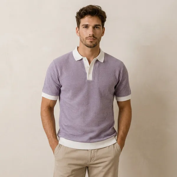 Purple_Textured_Polo_Shirt_With_White_Contrast_Collar_And_Cuffs