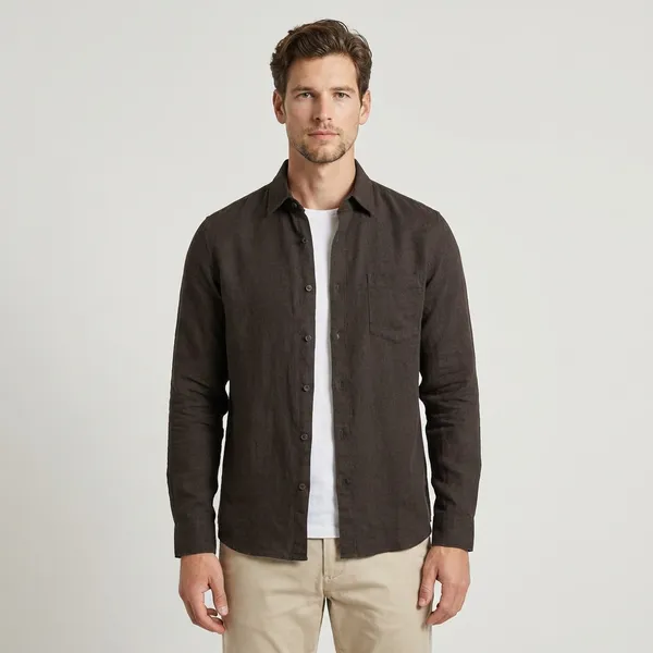 Black_Linen_Blend_Button-Up_Casual_Shirt