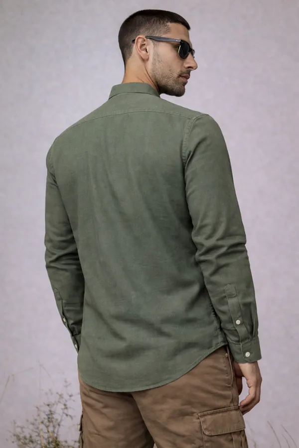 Olive_Green_Mandarin_Collar_Cotton_Shirt