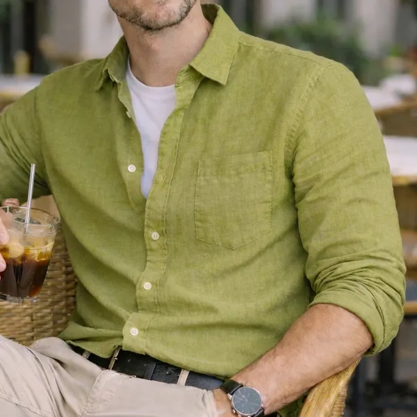 Olive_Green_Linen_Casual_Shirt