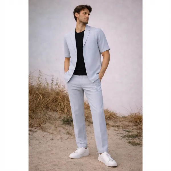 Light_Blue_Short-Sleeve_Suit_Set_With_Black_T-Shirt
