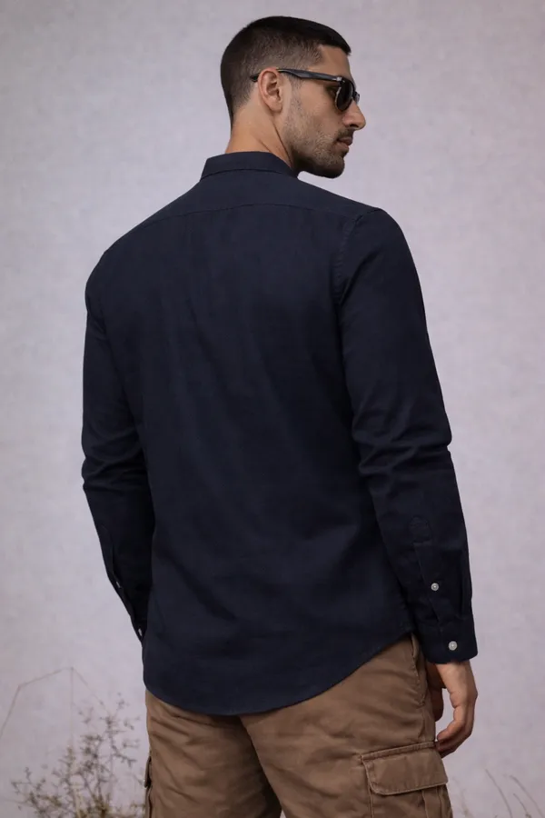 Navy_Blue_Mandarin_Collar_Casual_Shirt_For_Men