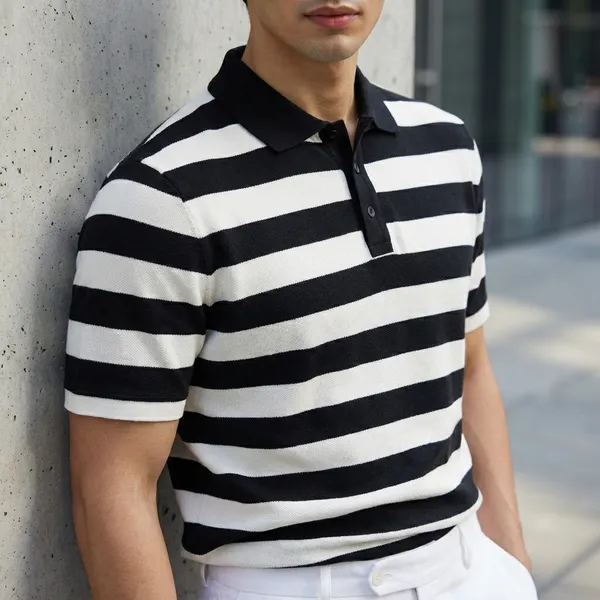 Black_And_White_Striped_Polo_T-Shirt