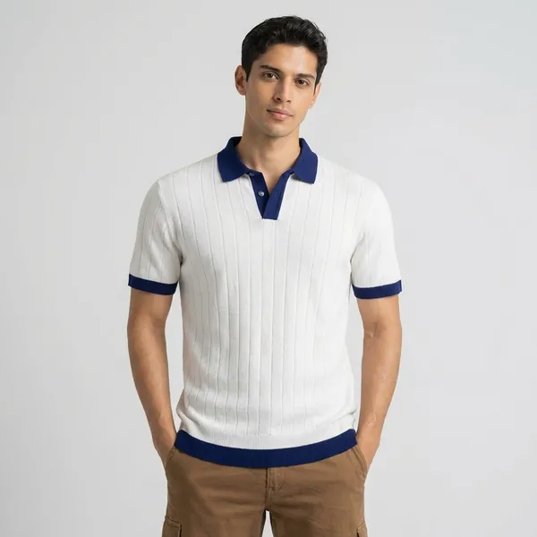 White_And_Navy_Blue_Polo_T-Shirt