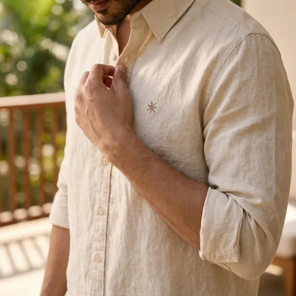 Classic_Beige_Linen_Shirt_-_Full_Sleeves,_Button-Down_Casual_Wear