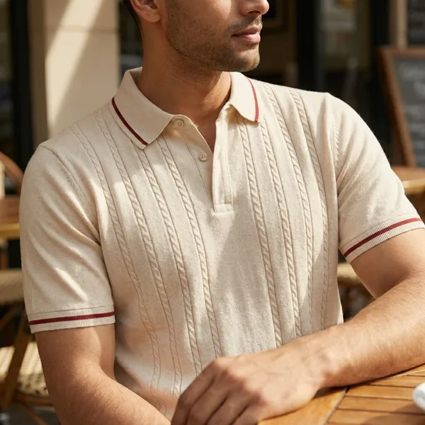 Cream_Knitted_Polo_T-Shirt_With_Contrast_Tipping