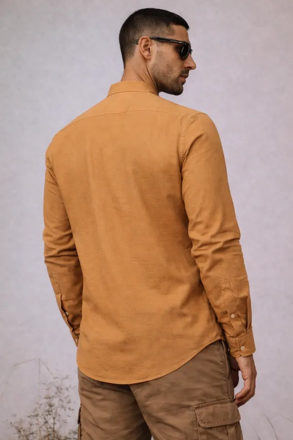 Mustard_Yellow_Mandarin_Collar_Casual_Shirt