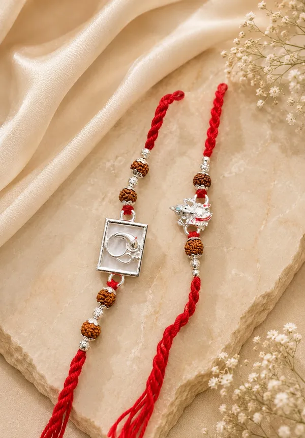 Divine_Om_&_Ganesha_Rudraksha_Rakhi_Set