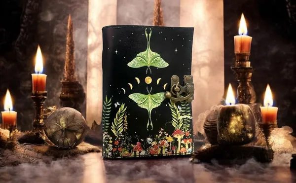 Spell_Book_Of_Shadows_Journal_With_Lock_Clasp_|_Vintage_Handmade_Leather_Luna_Moths_And_Morpho_Butterfly_Notebook