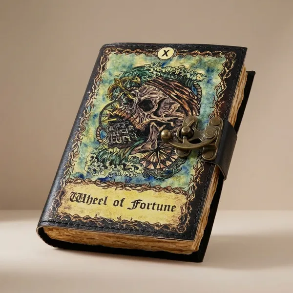 Cuirte_Book_Of_Spells_Aesthetic_Journal_|_Deckle_Edge_Paper_Grimoire_Printed_Leather_Journal_|_Wheel_Of_Fortune_Tarot_Notebook_|_Antique_Vintage_Leather_Journals_For_Men_And_Women