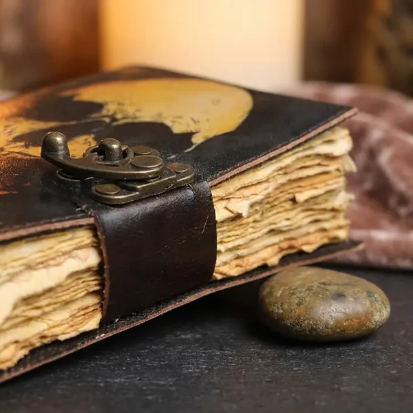 Book_Of_Spells_Leather_Bound_Journal_|_Deckle_Edge_Paper_Grimoire_Printed_Diary_|_Spiral_Gothic_Antique_Vintage_Book_For_Men_And_Women_|_Skull_Moth
