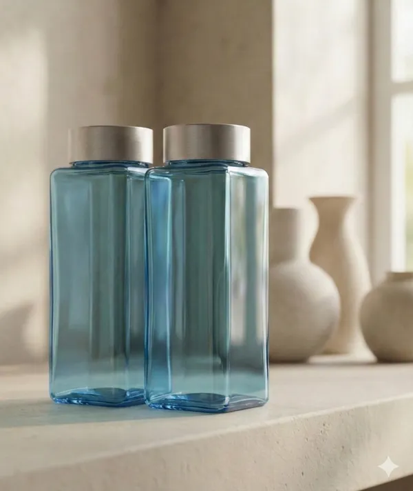 Glass_Square_Light_Blue_Water_Bottle_Set_Of_2_500_Ml