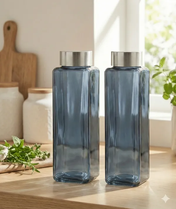 Glass_Square_Dark_Blue_Water_Bottle_Set_Of_2_750_Ml