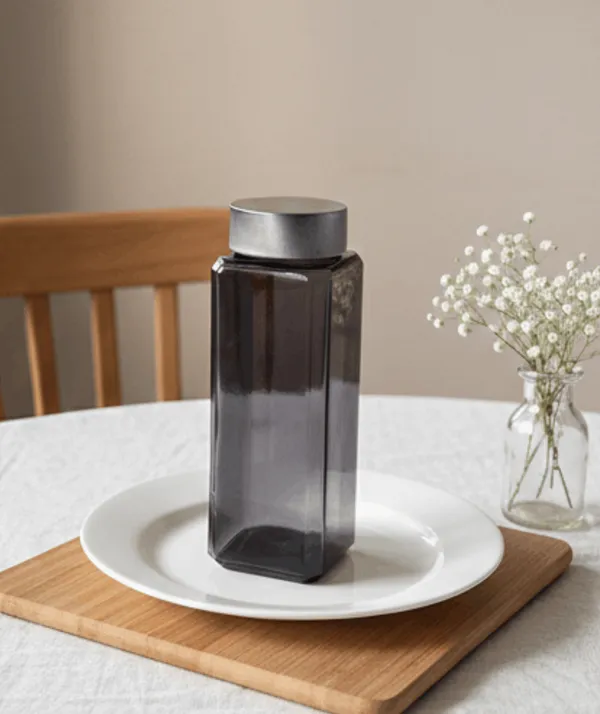 Glass_Square_Smoke_Grey_Water_Bottle_Set_Of_2_500_Ml
