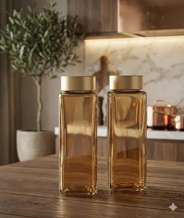Glass_Square_Amber_Yellow_Water_Bottle_Set_Of_2_500_Ml