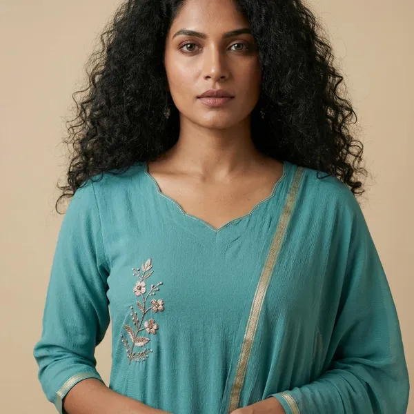 Pine_Green_Mul_Chanderi_Suit_Set