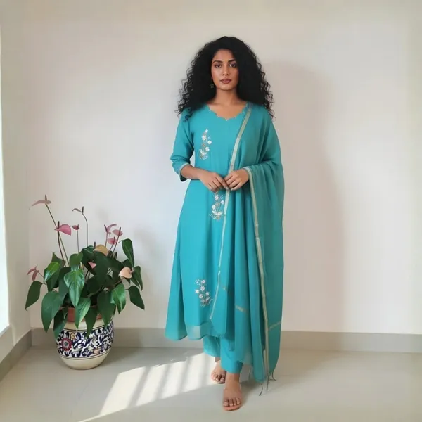 Pine_Green_Mul_Chanderi_Suit_Set