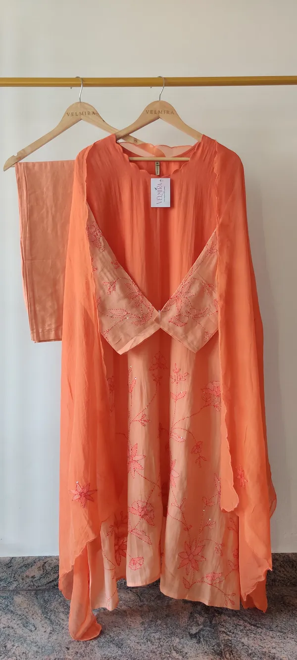 Orange_Pure_Mul_Chanderi_Suit_Set_For_Women