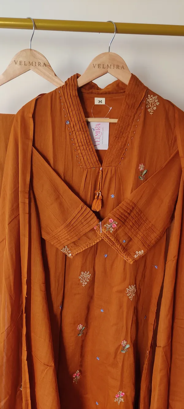 Orange_Mul_Cotton_Suit_Set_For_Women
