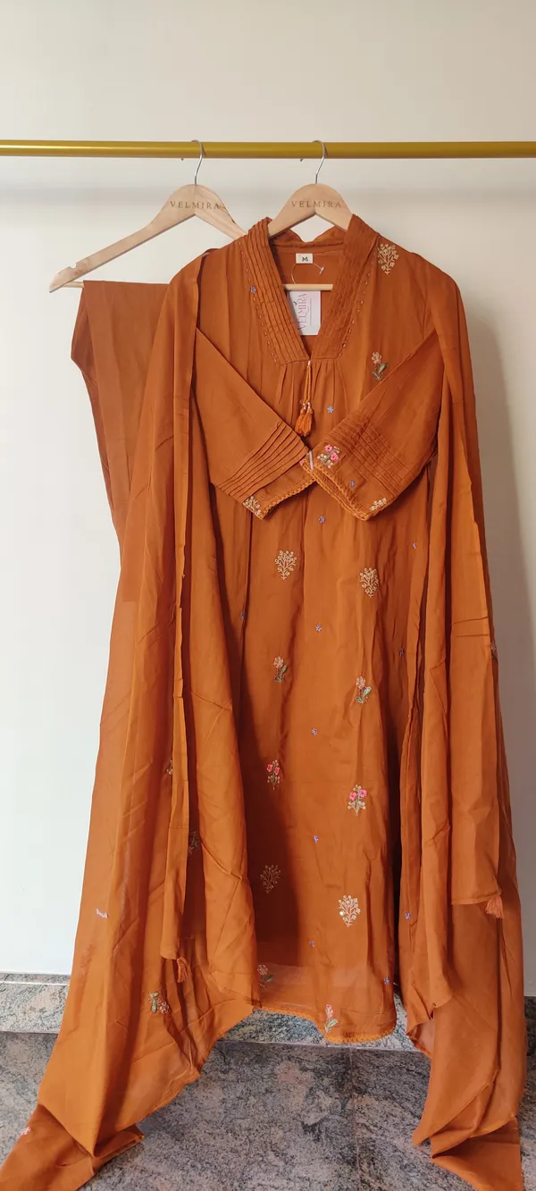 Orange_Mul_Cotton_Suit_Set_For_Women