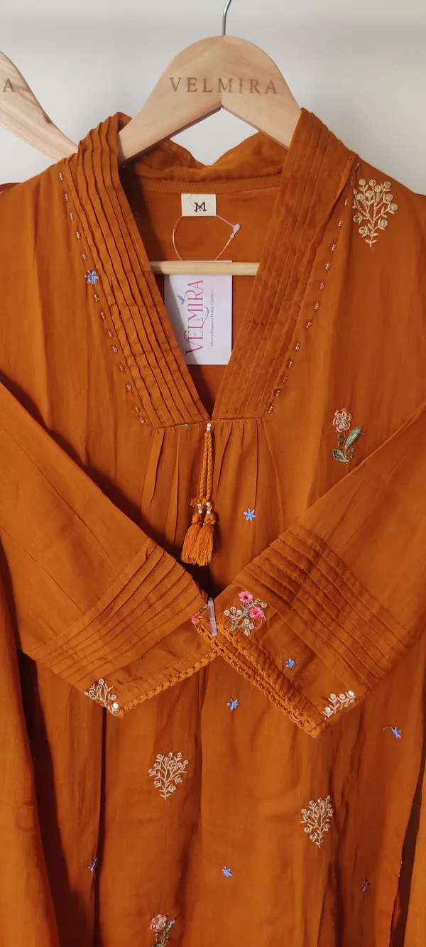 Orange_Mul_Cotton_Suit_Set_For_Women