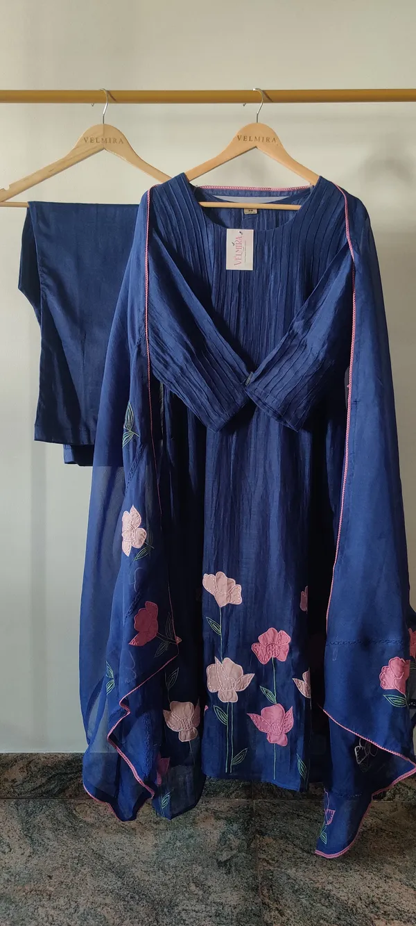 Blue_Pure_Mul_Chanderi_Suit_Set_For_Women