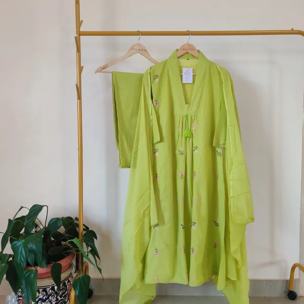 Orange_And_Green_Cotton_Suit_Set_For_Women_Pack_Of_2
