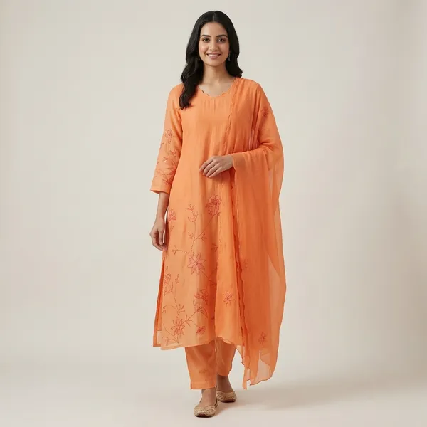 Orange_Pure_Mul_Chanderi_Suit_Set_For_Women