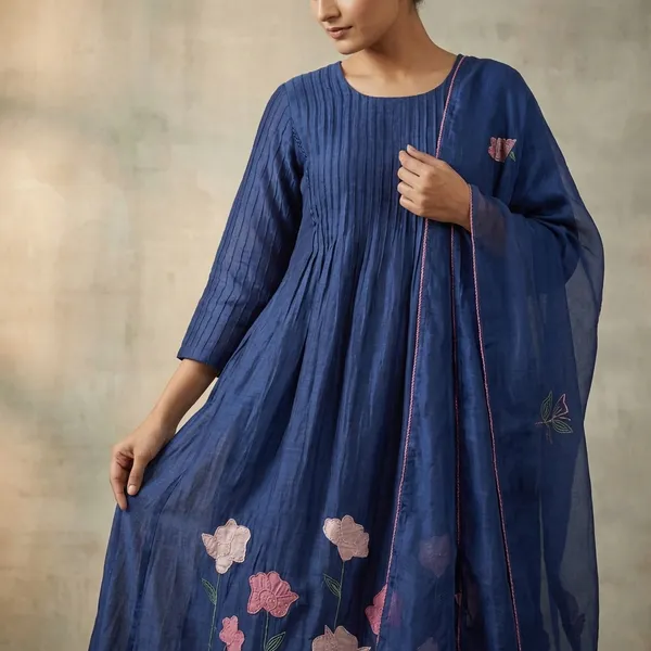 Blue_Pure_Mul_Chanderi_Suit_Set_For_Women