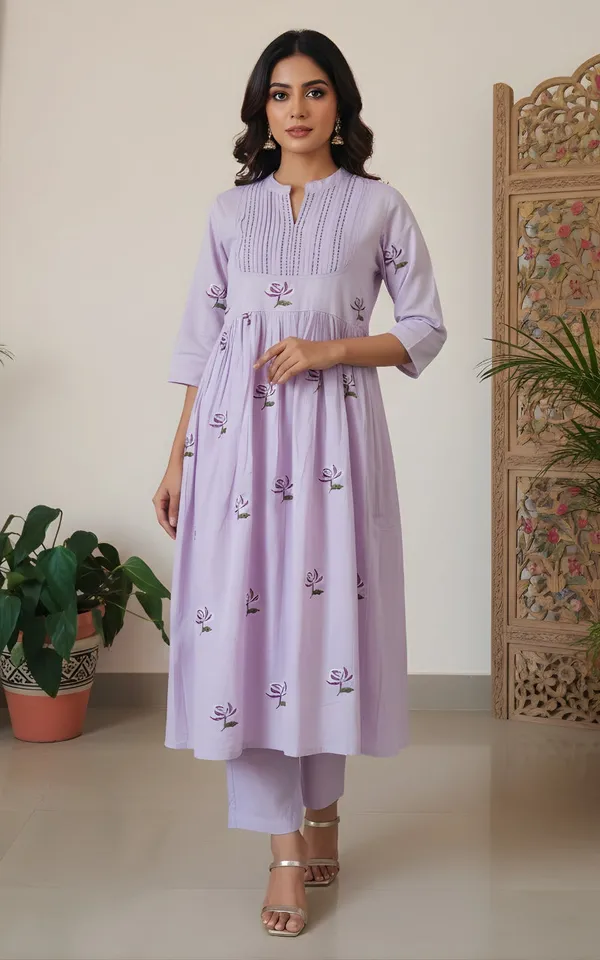 Lavender_Mul_Cotton_Co_Ord_Set_For_Women