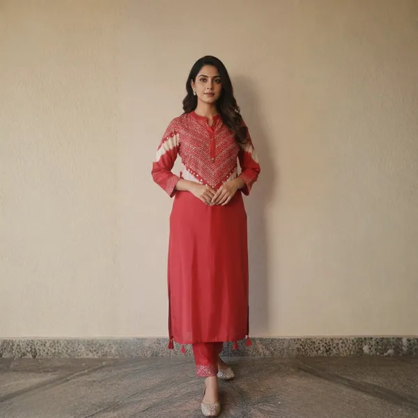 Red_Pure_Muslin_Embroidered_Co_Ord_Set_For_Women