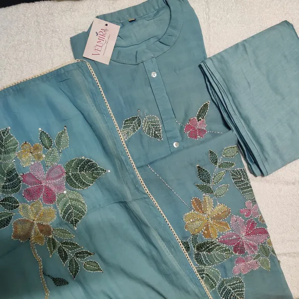 Sky_Blue_Pure_Mul_Chanderi_Suit_Set_For_Women