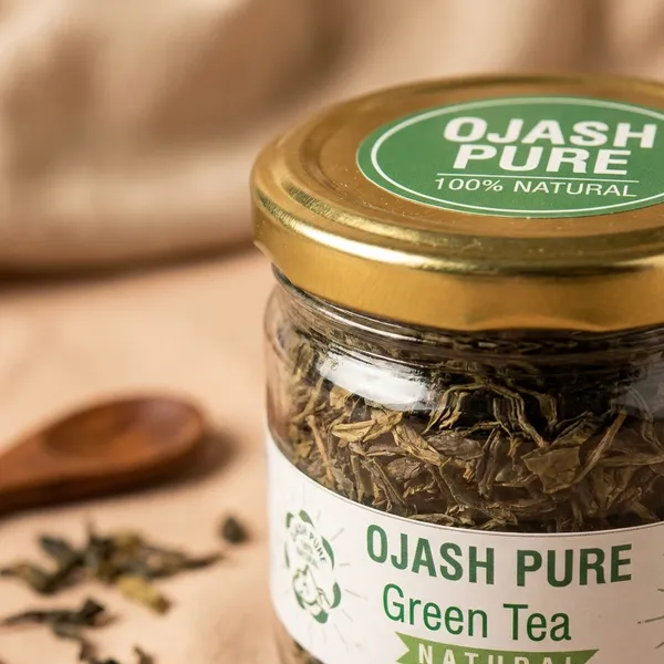 Ojash_Pure_Green_Tea_Glass_Jar_Natural_Antioxidant_Rich_Fat_Cutter